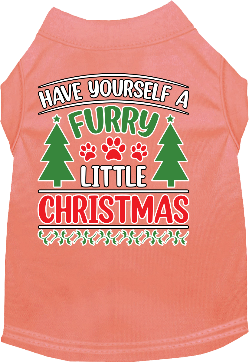 Furry Little Christmas Screen Print Dog Shirt Peach Size XS